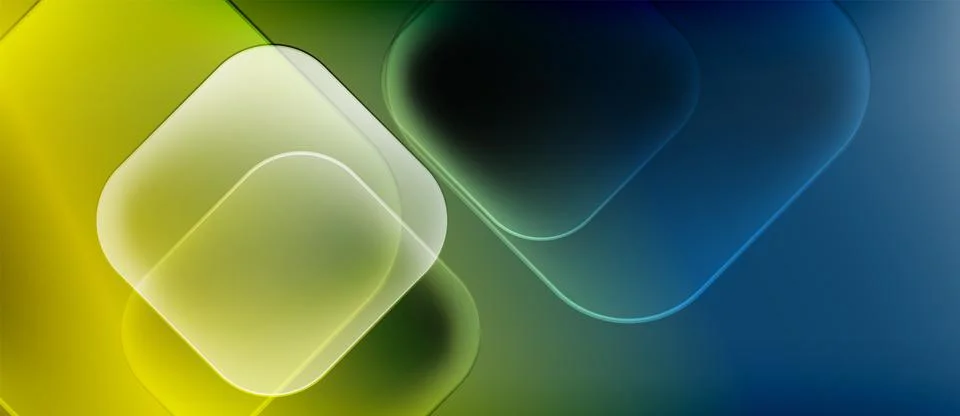 Abstract composition. Overlapping translucent squares, rectangles, gradients. イラスト素材