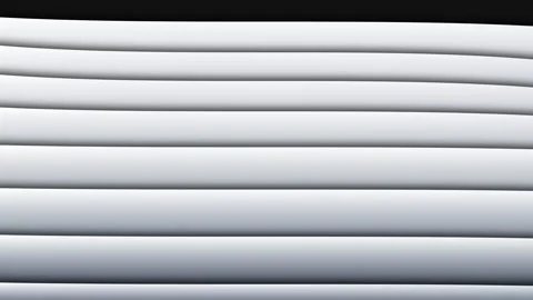Abstract composition of parallel white cylindrical tubes in soft light Video stock 335118126
