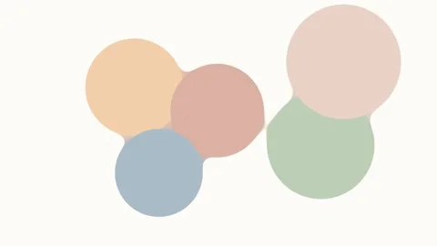 Abstract composition of pastel colored circles merging on a white background Stock Footage 338310365