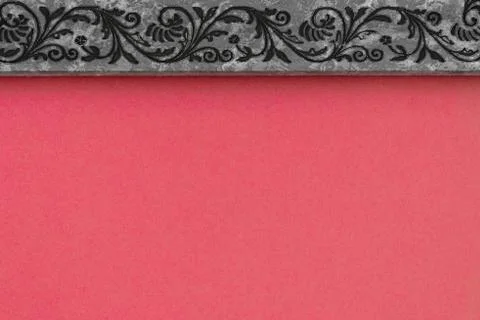 Abstract composition with pink background surface and grey frame with pattern Stock-Fotos