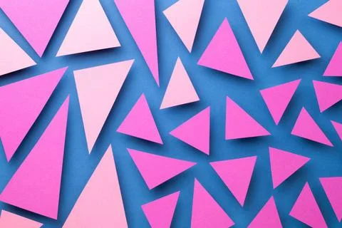 Abstract Composition With Pink Triangular Paper Shapes Abstract compositio... Foto stock