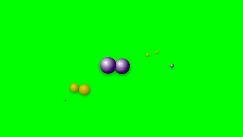 Abstract composition of purple and orange spheres against a green background Stock Footage 340901692