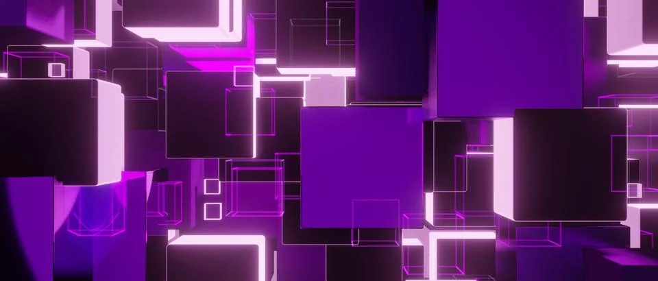 Abstract composition purple cubes boxes background 3D render Иллюстрация
