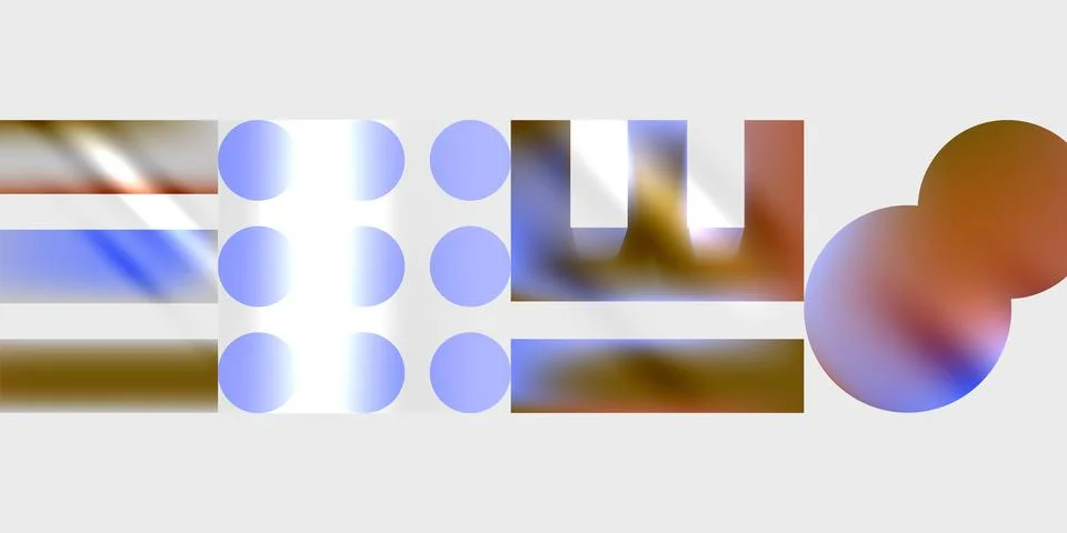 Abstract composition. Rectangles, circles overlap creating colorful gradients. イラスト素材