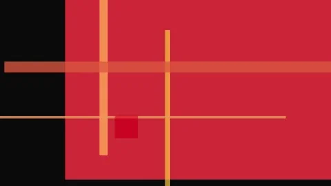 Abstract composition with red and orange geometric shapes on a black backgrou Vídeos de archivo 335431110