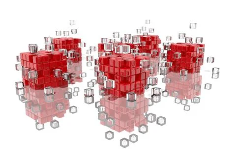 Abstract composition with red blocks fitting together Stockillustratie