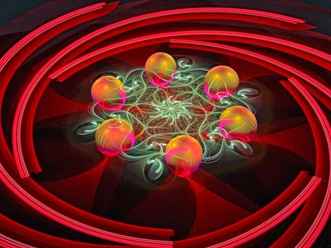 Abstract composition in red colors on a black background. Stock Illustration