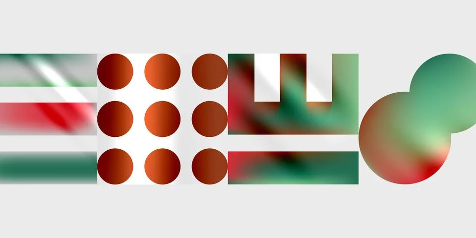 Abstract composition. Red, green, gray elements overlap. Geometric shapes create 스톡 일러스트