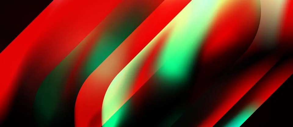 Abstract composition. Red, green, light hues blend dynamically. Smooth grad.. Stock Illustration