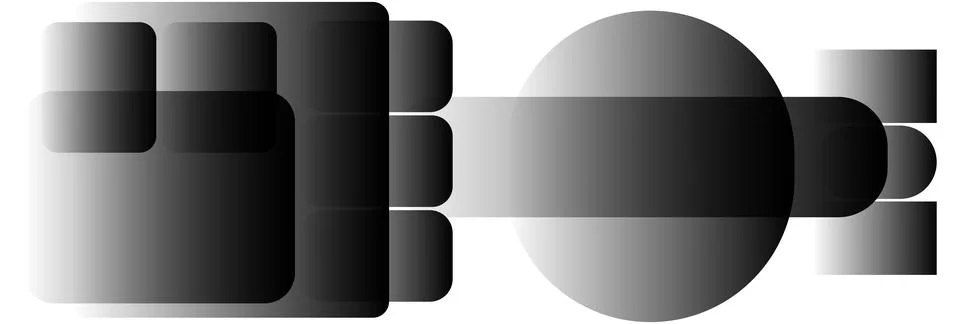 Abstract composition with rounded monochrome blocks, Geometric black and whit Illustrazione stock