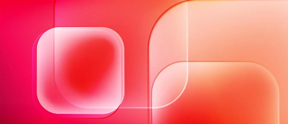 Abstract composition. Rounded rectangles overlap, creating soft gradients. Red, イラスト素材