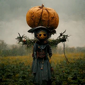 Abstract composition with scarecrow Stock Illustration