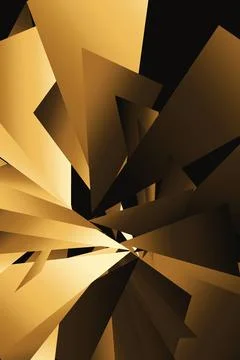 Abstract composition of sharp gold triangular geometric shapes layered over.. Stock Illustration