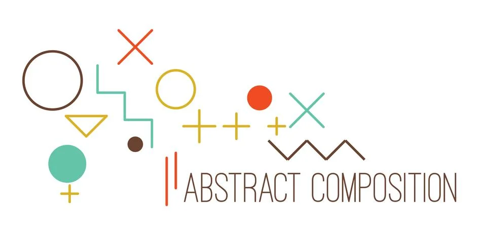 Abstract composition with simple colorful geometric figures Stock Illustration