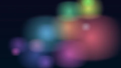 Abstract composition of soft colorful light orbs on a dark black background Video stock 335118338