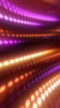 Abstract composition of soft orange and purple glowing light waves creating v Stockillustratie