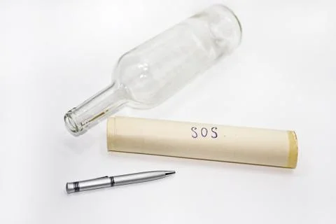 Abstract composition of SOS bottle. Stock Photos
