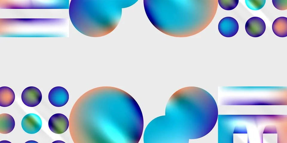 Abstract composition. Spheres, gradients, rectangles. Cool colors dominate. Stockillustratie