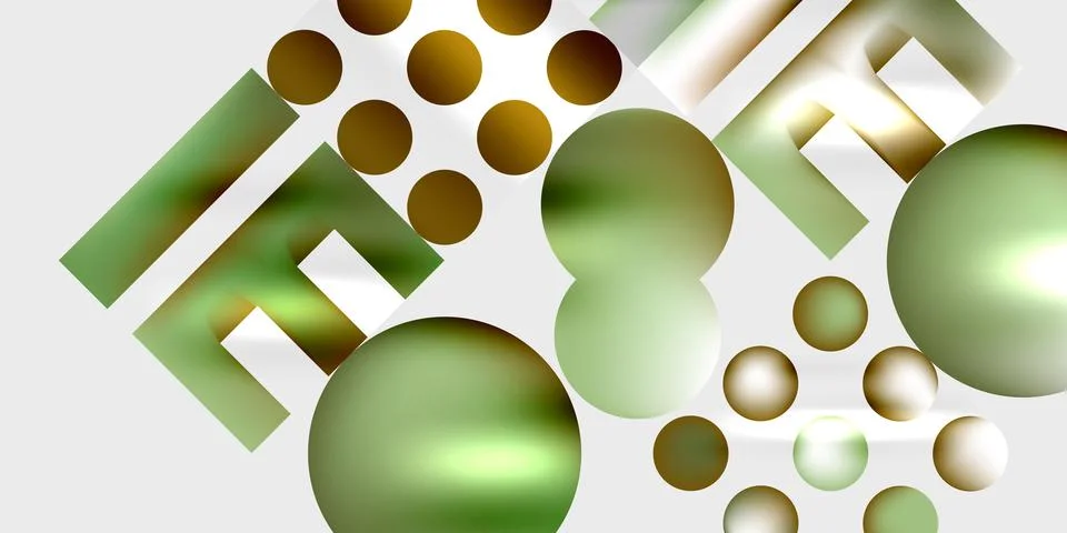 Abstract composition. Spheres, rectangles overlap creating dynamic visual effect Stockillustratie