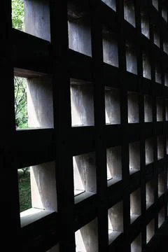 Abstract composition of square wood panel , Lighting , shade and shadow Stock Photos