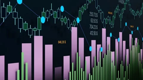 Abstract composition of stock exchange charts, bar graph and market data. Stock Footage 291869568