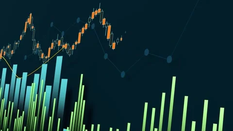 Abstract composition of stock exchange charts, bar graph and market data. Stock Footage 296130912