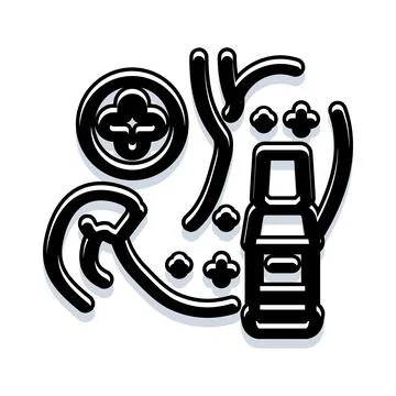 Abstract composition with stylized asian calligraphy characters and shapes Stock Illustration
