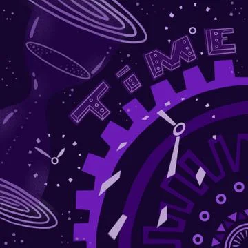 Abstract composition on the theme of time in violet Stockfoto's