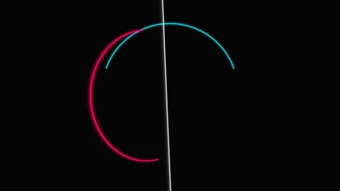 Abstract composition of three glowing neon arcs on a dark black background Video stock 335118341