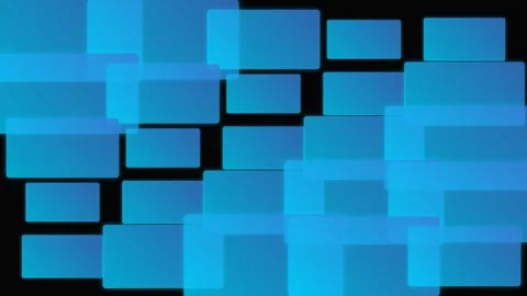 Abstract composition of translucent blue rectangles on a solid black backgrou Stock Footage 339617381