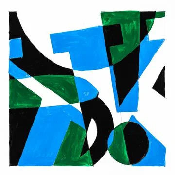 Abstract composition with two letters K and cup Stock Illustration