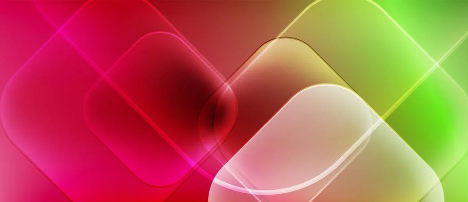 Abstract composition. Vibrant colors blend, forming rounded squares. Gradient Stock Illustration
