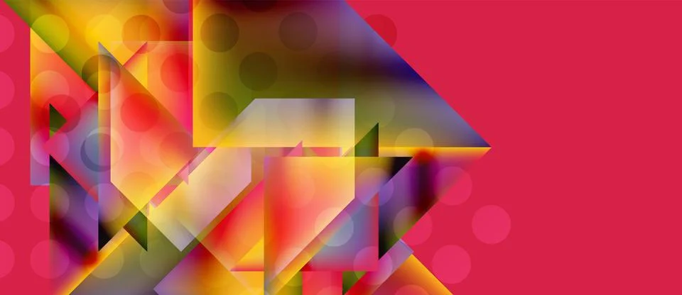 Abstract composition. Vibrant colors blend, creating dynamic geometric shapes Illustrazione stock