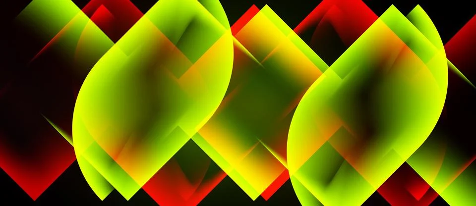 Abstract composition. Vibrant colors blend, creating flowing shapes. Red, y.. Stock-Illustration