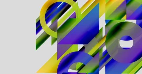 Abstract composition. Vibrant colors intersect, creating dynamic shapes. Circles 스톡 일러스트