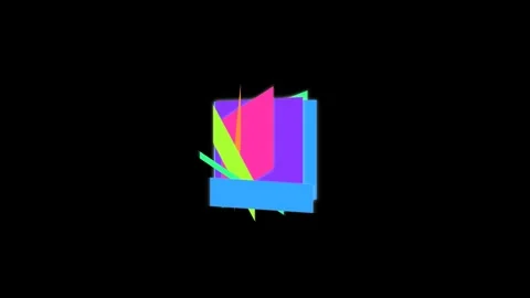 Abstract composition of vibrant geometric planes floating on black background Video stock 335117573