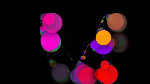 Abstract composition of vibrant overlapping neon circles on a dark background Video stock 335117581