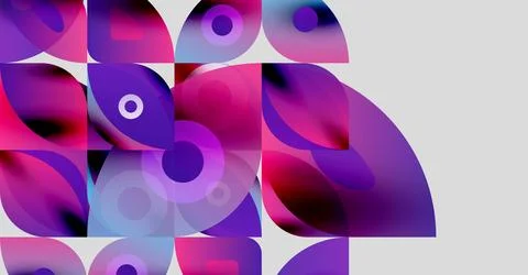 Abstract composition. Vibrant pinks, purples, blues blend. Circular shapes Stock-Illustration
