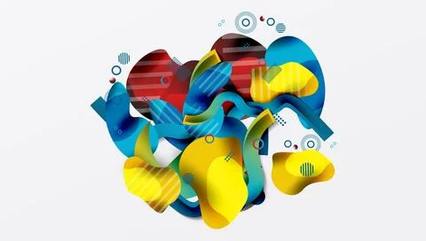Abstract composition. Vibrant shapes overlap, creating dynamic visual texture. Stock-Illustration
