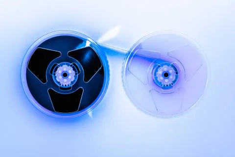 Abstract composition of video home system VHS tape reels Stock Photos