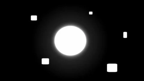 Abstract composition of white circles and squares on a black background Stock Illustration