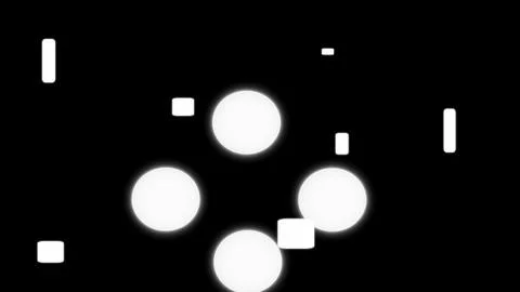 Abstract composition of white circles and squares on a black background Stock Illustration