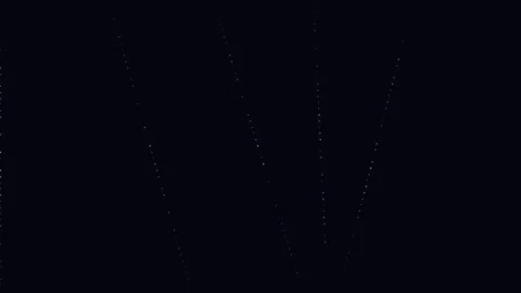 Abstract composition of white particles forming a w shape on black background Vidéo 335149705