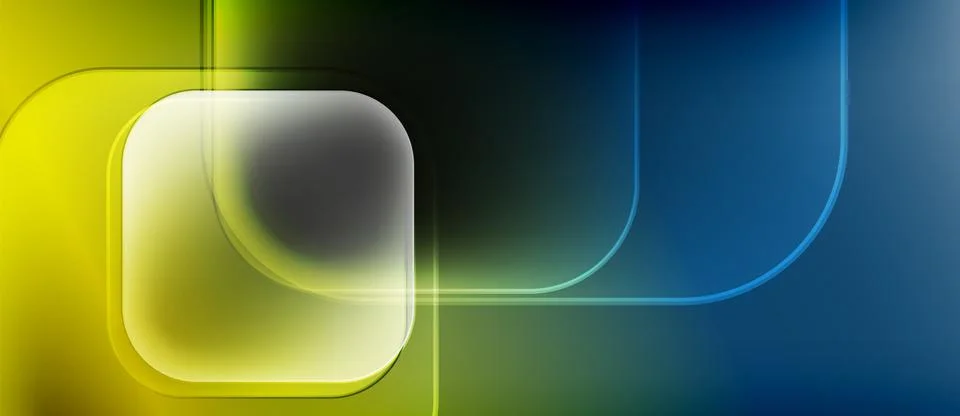 Abstract composition. Yellow, green, blue gradients blend. Geometric shapes Illustrazione stock