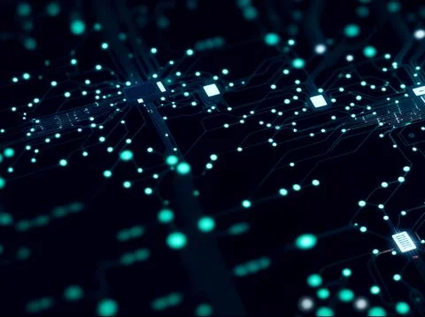 Abstract computer chip images, big data, and technological concepts 스톡 사진