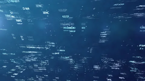 Abstract computer code running in virtual space. Stock Footage 171376004