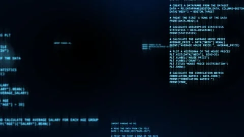 Abstract computer code running in a virtual space.Programming code with on Stock Footage 245806225