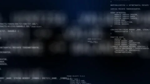 Abstract computer code running in a virtual space.Programming code with on Stock Footage 245992959