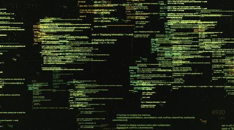 Abstract computer code running in a virtual space. Animation. Programming code イラスト素材