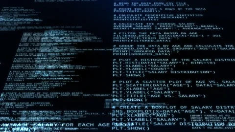 Abstract computer code software running in a virtual space.Programming Stock Footage 247983798